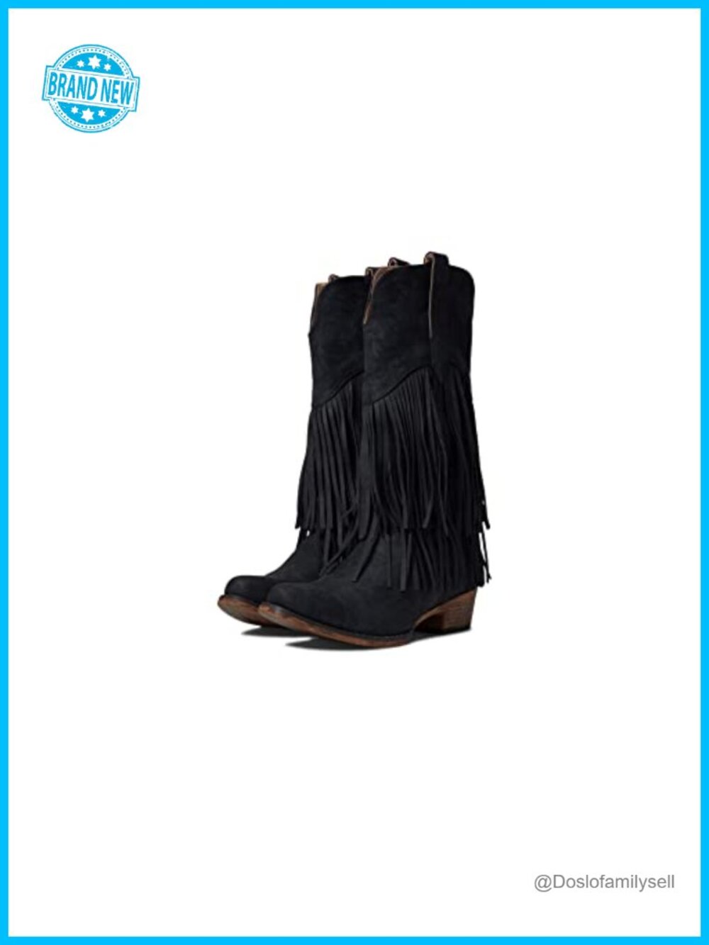 Faux Leather Snip Toe Mid Calf Casual Boots Low Heel Pull On Fringe